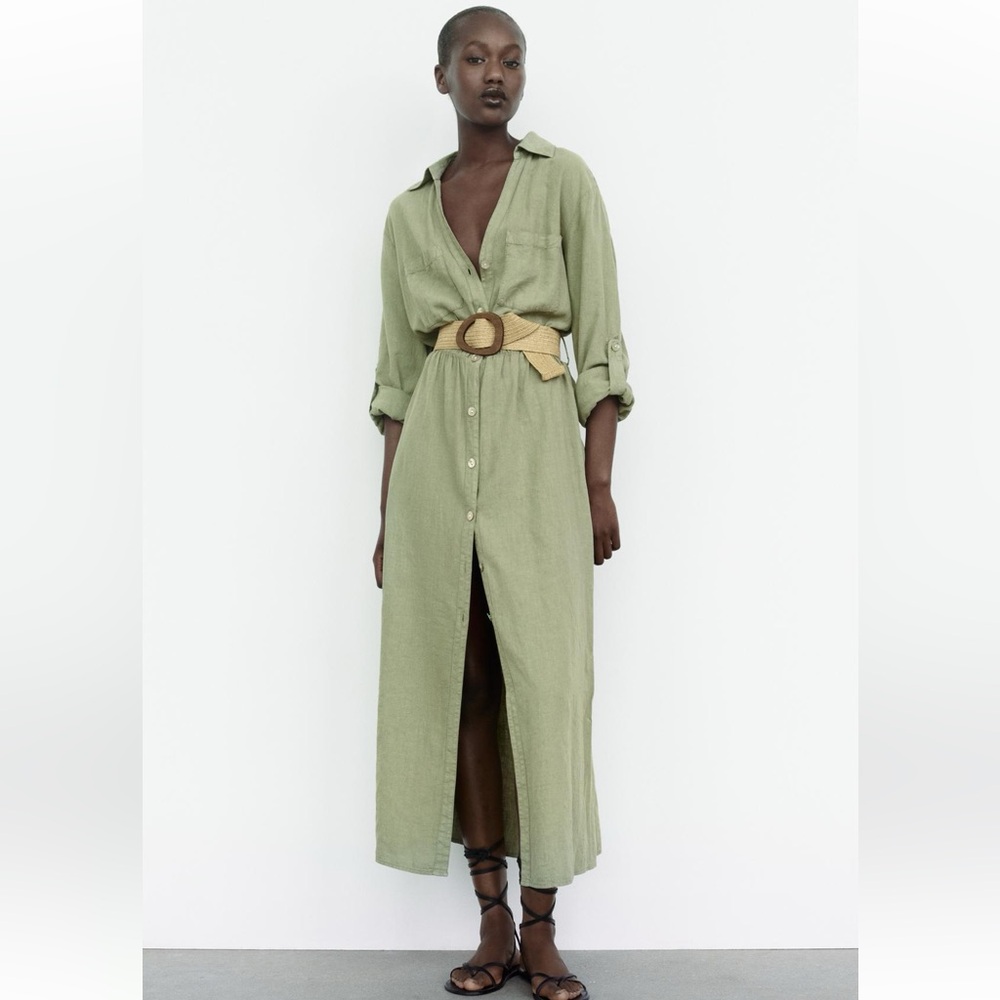 ZARA Jute belt shirt dress size Large.